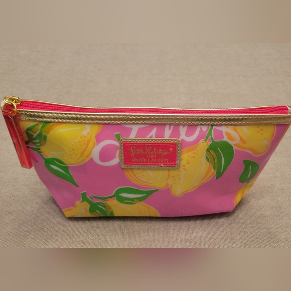 Lilly Pulitzer/Estee Lauder NWOT Small Plastic Make-Up Bag PINK W/LEMONS - Picture 11 of 11